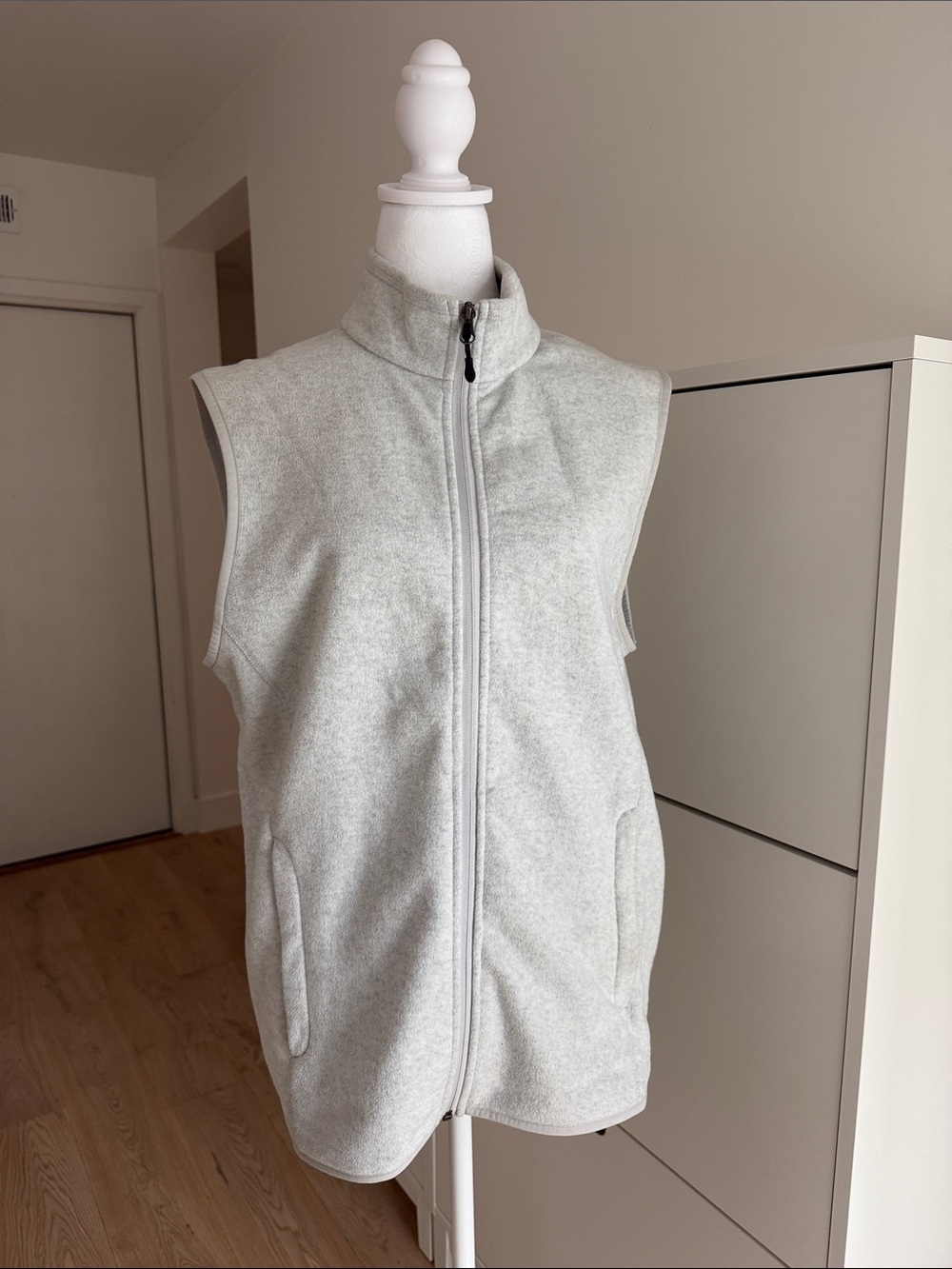 Light Gray Zip Front Fleece Vest